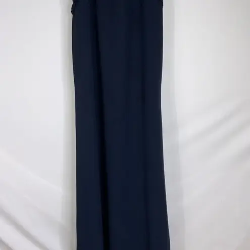 After Six Midnight Blue Chiffon Lace Formal Prom Special Event Gown 4