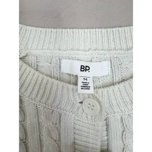 BP  Cardigan Sweater Womens Size XS Ivory Cropped Cable Knit Button-Front