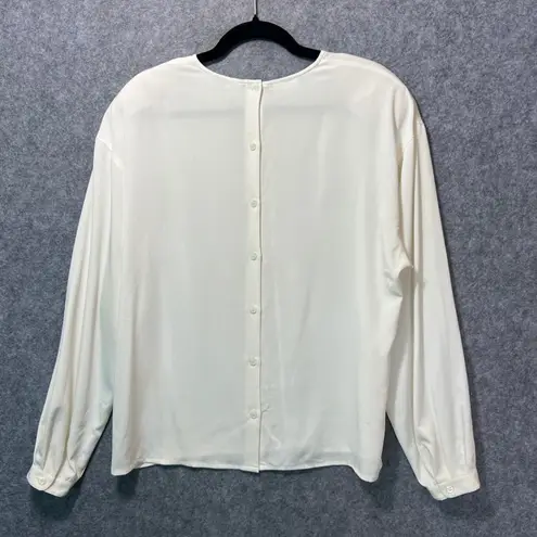 Liz Claiborne  Chemise Vintage 90s Blouse Women's 12 Ivory Button Back Minimalist