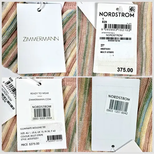 Zimmermann Illuminate Mouline Pleated Short Sleeve Sweater Tee US 6 NWT