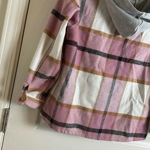 Pink Plaid Jacket with hoodie Size small