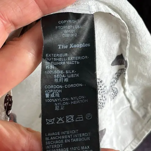 The Kooples Women's Lace Up Butterfly Print Top 100% Silk Size S