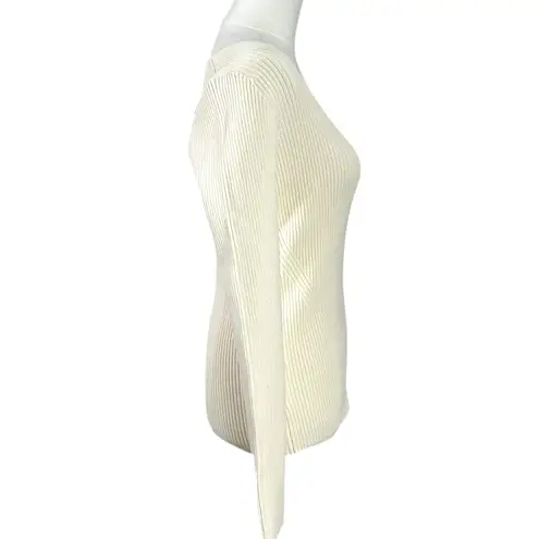 Ganni  Melange Knit Scoop Neck Sweater in Vanilla Ice Size Large Minimalist