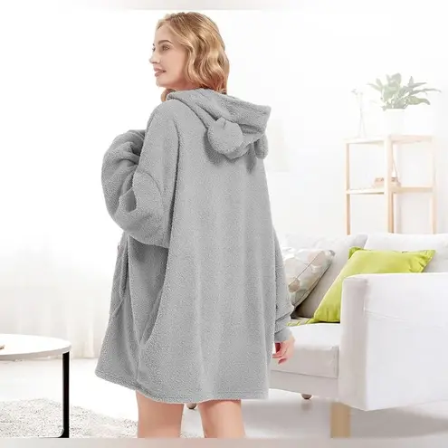 Wearable Oversized Blanket Fleece Hoodie Sweatshirt Kangaroo Pockets One Size Size undefined