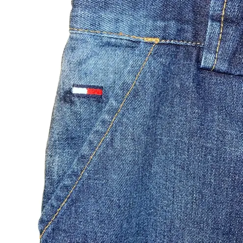 Tommy Hilfiger Tommy Jeans Navy Flare Med Wash Flip Button Back Pocket Size 7 Juniors Y2K - Image 5