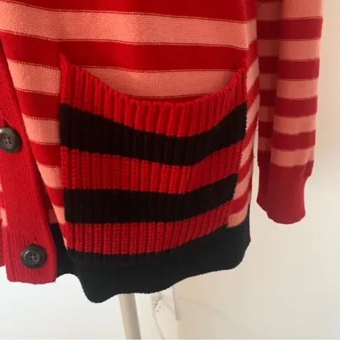CAbi  Cranberry Picnic Red Stripe Button Cardigan Style 5446 Size M thumbnail 5
