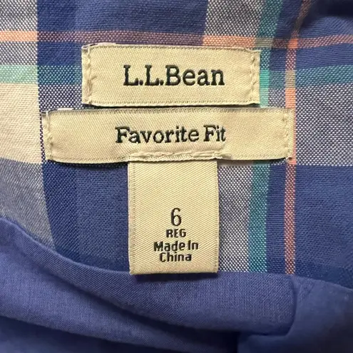 L.L.Bean  Blue Plaid Skirt Short Pencil Favorite Fit Preppy Striped Size 6