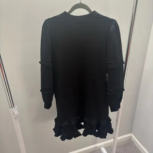 Sundays Anthropologie Black Ruffle Balloon Sleeve Dress