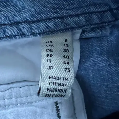 Lands' End Chambray Shorts Women's Casual Drawstring Pockets Blue Size 8