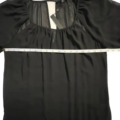 Ro & De NWT  Black Sheer Blouse with Cutouts  Long Sleeve Size Small