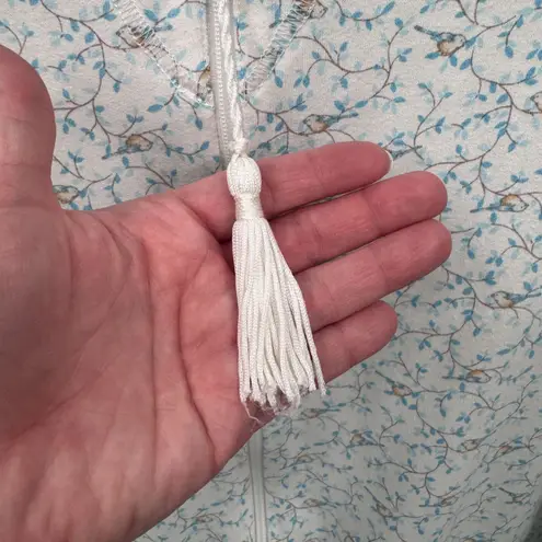 Miss Elaine Blue Jay Full Zip Robe Gown Womens Medium White Blue Cotton Blend