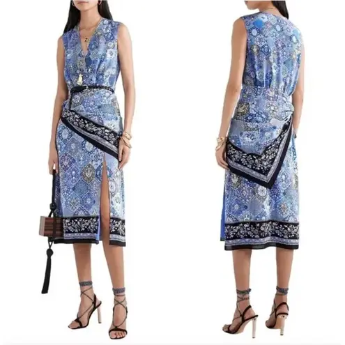 Altuzarra Sade Wrap Effect Draped Printed Silk Crepe Dress In Flax Flower