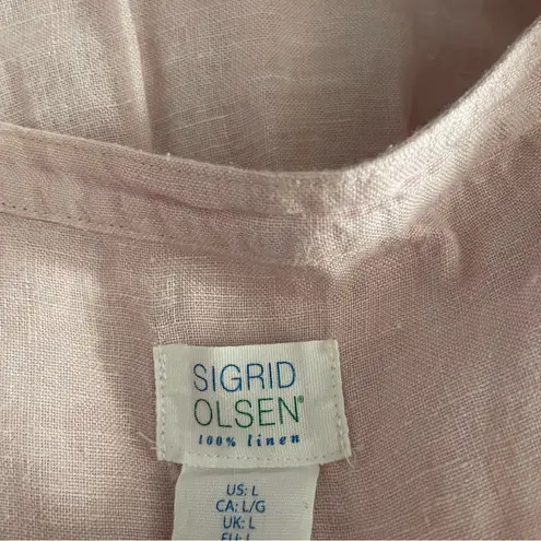 Sigrid Olsen 100% Linen Pink Pop Over Blouse Size Large