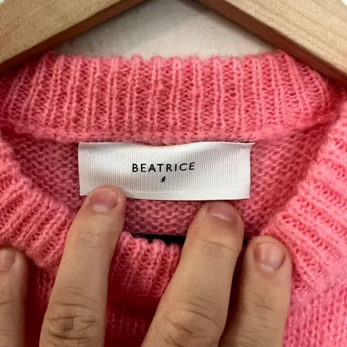 Beatrice B - Puff Sleeve Cropped Sweater Pink Classic Classic Preppy Work Casual