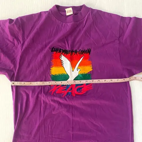 Vintage 80s 90s Greenpeace single stitch embroidered rainbow dove purple… Purple Size L
