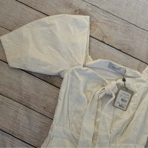 Iorane Laise Lace White Geometric Pattern Jumpsuit Size Large Tie Front NEW