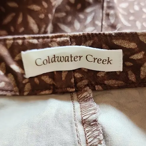 Coldwater Creek Brown & Cream Mosaic Print Flat Front Crops Size 4