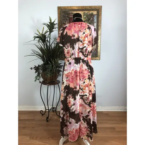 Sangria Women Size 12 Fluter Sleeve High And Low Wrap Dress Cottage Core Peasant