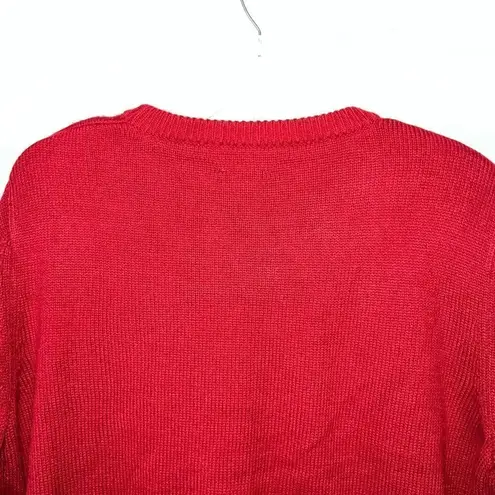 Lisa International Red Penguin Christmas Sweater Sequins and 3D Pom Poms Sz L Red Size L