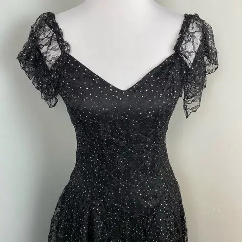 Vintage Nuance Black Shimmering Witchy Goth Dress Small