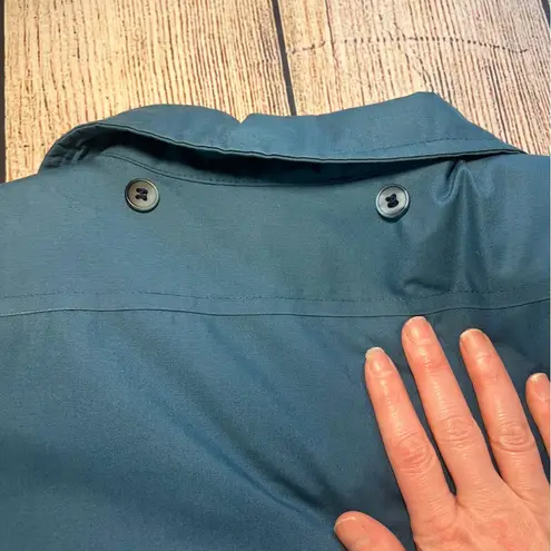 London Fog Vtg 70s Women’s 6P Blue Trench Coat USA Removable Lining Petite Belt