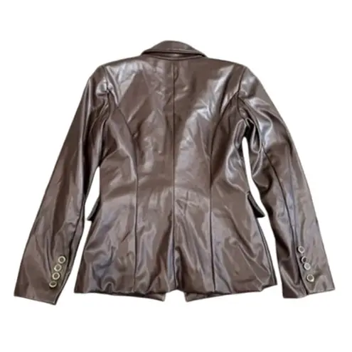 Milly Inez Faux Leather Blazer in Brown, Size US 6