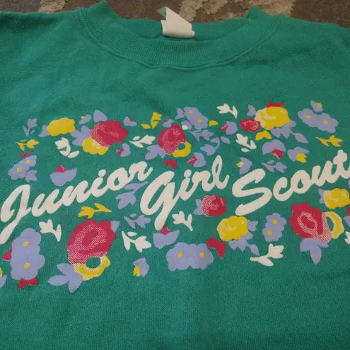 Vintage Junior Girl Scouts Green Sweatshirt Size M
