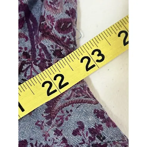 Laura Scott Women’s 100% Cotton Long Sleeve Button-Up Shirt XL Purple Paisley.