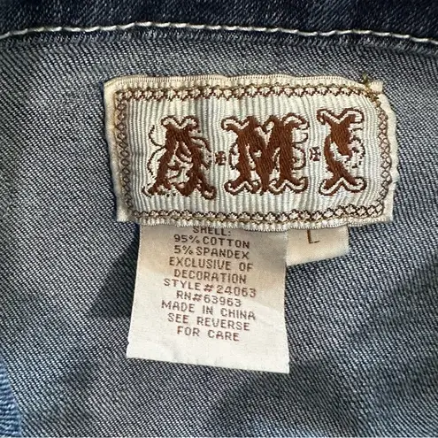 Vintage Y2K Butterfly Denim Jacket Large Embroidered Jean Blue