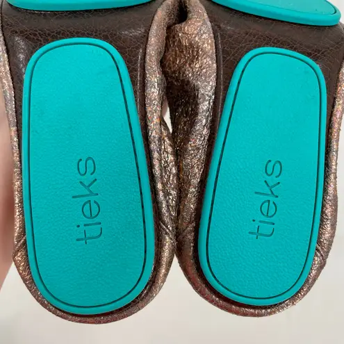 Tieks Lovestruck Flats Gold Copper Bronze Super Sparkle Crackle Shoes Size 8