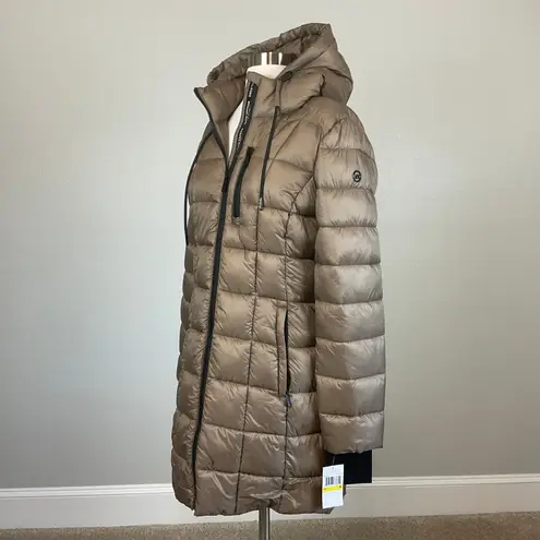 Michael Kors Quilted Puffer Coat Size Medium Brown Mid Length Packable Jacket