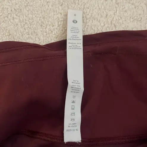 Lululemon Burgundy  25 inch leggings