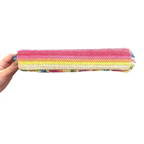 BTB LOS ANGELES Rainbow Straw Clutch NWOT Pink