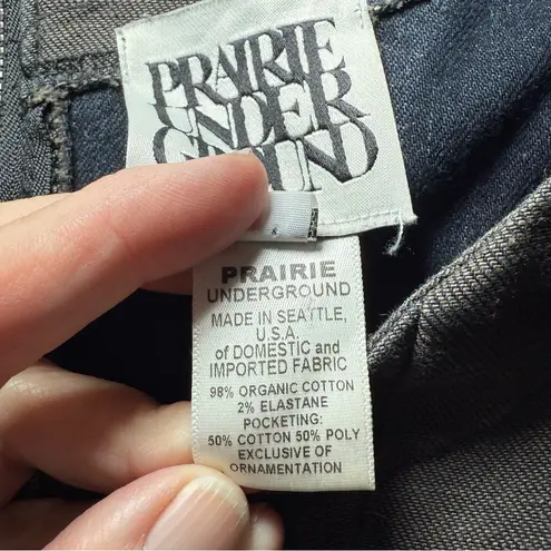 Prairie Underground Minimalist Long Sleeve Dress BodyCon Pockets Cotton Size L Gray Size M