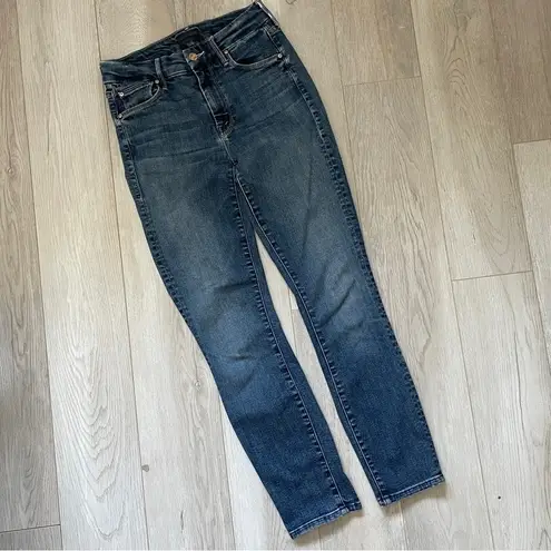 Mother The Looker Crop Denim Jeans On the Edge Medium Wash Blue (Size 24)