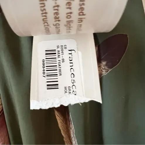 Francesca’s Needle & Thread Green Feather Print Dress Halter Tie Neck NEW Large