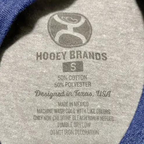 Hooey Floral Bull Graphic Raglan Tee Gray Blue Women’s Size Small Excellent
