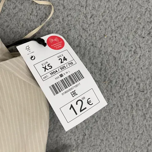 NWT Lefties Corset Women Xs Tan Pin Striped Buckle Croppped