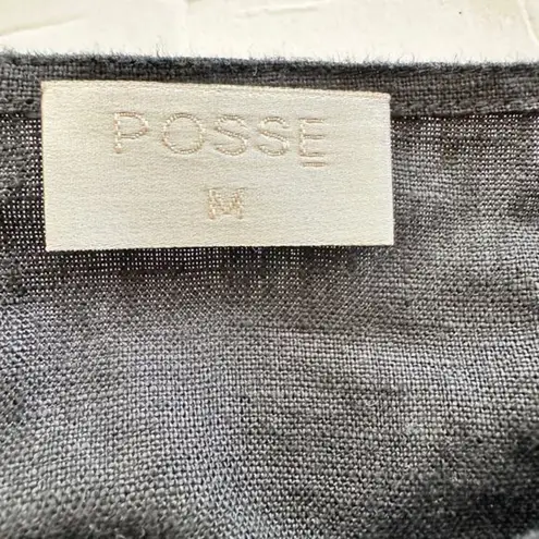 POSSE black linen wrap midi skirt size M Size M