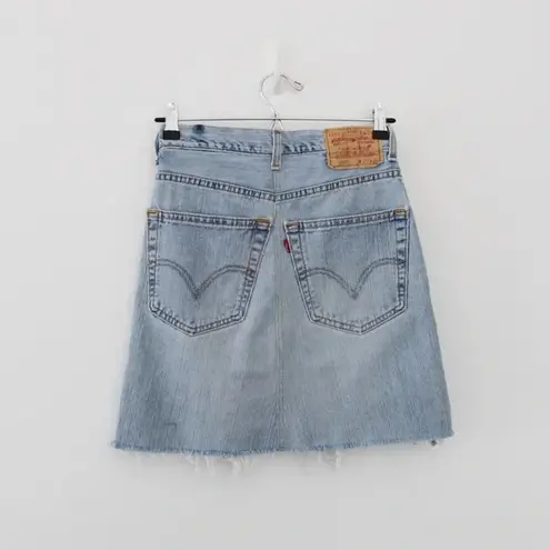 Levi's 559 Vintage Custom Reworked Distressed Denim Mini Skirt Size 24/25