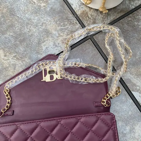 Badgley Mischka Plum Diamond Quilt Convertible Envelope Crossbody Bag $129 NEW