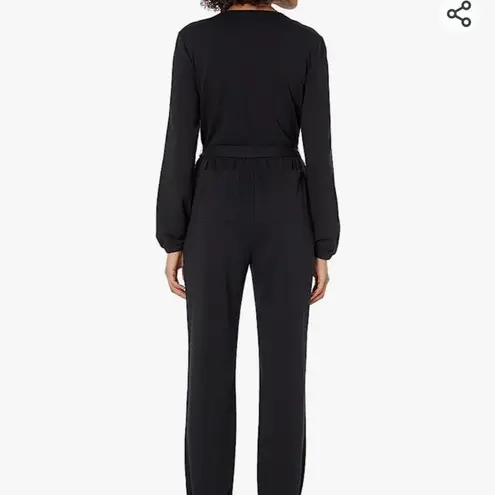 Jumpsuit Knit Surplice in black size Large New jogger style long sleeve very sof