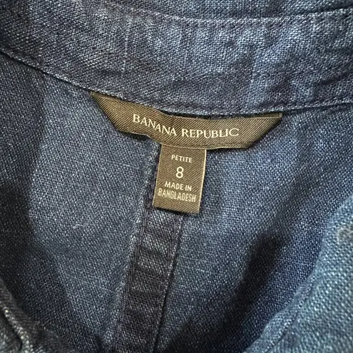 Banana Republic Dark Denim Tie Waist Belted Romper Short Set - 8