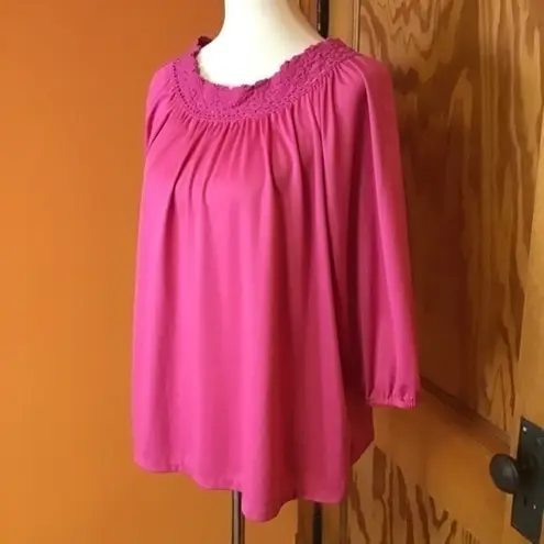 Vintage 70s hot pink muumuu tunic shirt Size XL