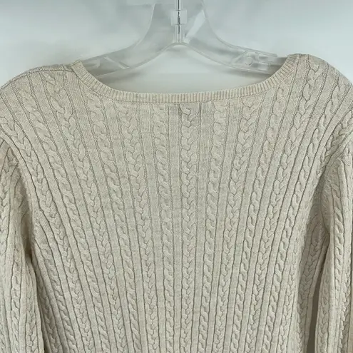 41 Hawthorn Kellie cream cable knit v neck sweater cashmere silk EUC Oatmeal Size L