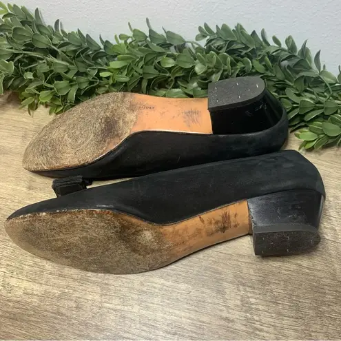Salvatore Ferragamo Black Suede Flats Classic Design Ladies Size 8.5 A