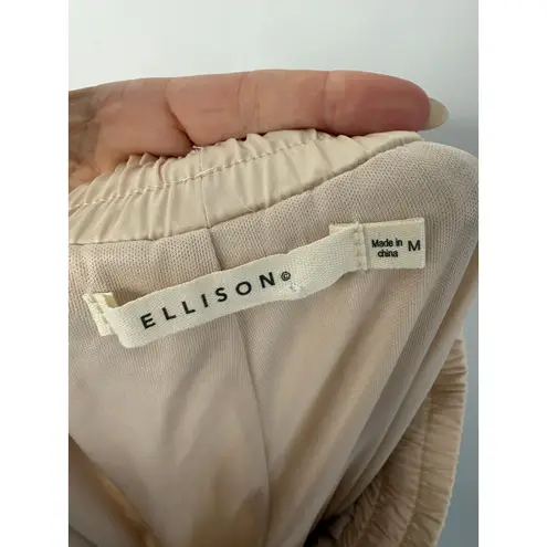 Ellison Sequin Jogger Pants in Champagne Beige Size M Holidays Glam