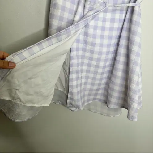 Charlie Holiday Lavender Gingham Mini Wrap Dress