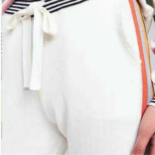 Faherty Womens Organic Cotton Cashmere Blend Ivory Surf Stripe Joggers NWT - M