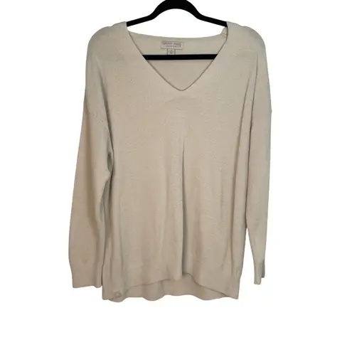 Barefoot Dreams Women's Cream Beige Ultra Lite Hi-Low V-Neck Sweater Size Small